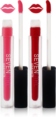 

Seven matte liquid lipstick fashion set of 2 color(red princes pink)