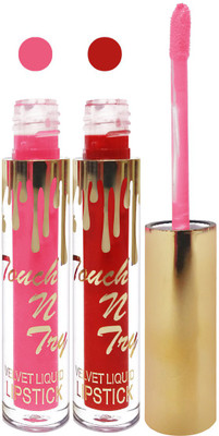 

Femina09 cosmetics makeup velvet matte liquid lipstick enriched with vitamin E fashion color combo set of 2(baby pink red, 10 ml)