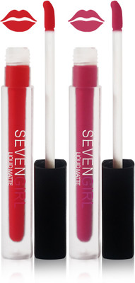 

Seven matte liquid lipstick fashion set of 2 color(pink orange)