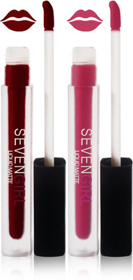 

Seven matte liquid lipstick fashion set of 2 color(pink naked maroon)