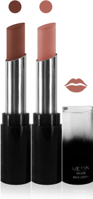 

Medin paris matte long lasting moisturizing lipstick cosmetics makeup collection set of 2 color(l brown skin brown, 10 g)