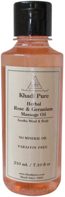 Khadi Pure Herbal Rose & Geranium Massage Oil Paraffin-Mineral Oil Free(210 ml) Flipkart