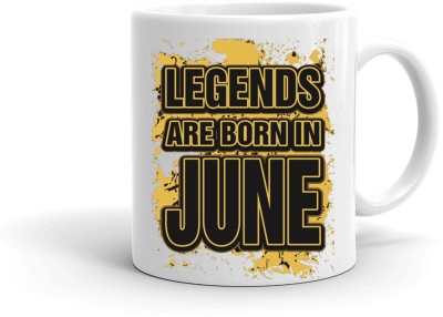 MUGKIN S04 Legends are born in june Light Ceramic Coffee Mug(320 ml)