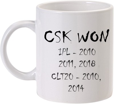 MUGKIN CSK lifted Trophies years - Chennai Super kings Winning Years Ceramic Coffee Mug(350 ml)