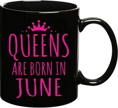 MUGKIN Queens are born in June Dark Pink Ceramic Coffee Mug(350 ml)