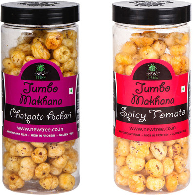 

New Tree Jumbo Makhana Achari,Jumbo Makhana Spicy Tomato Combo OF 2 [ Total Weight : - 180gm ] Assorted Nuts(180 g, Plastic Bottle)