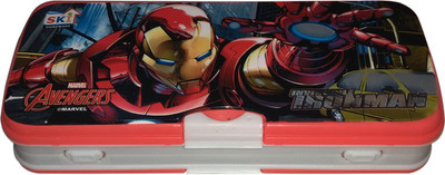 

SKI XYLO Ironman Art Plastic Pencil Box(Set of 1, Red, White)