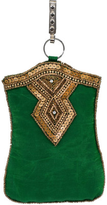 

Bagaholics Ethnic Saree Clutch Sequin and Bead work Mobile Pouch Waist Clip Ladies Purse Gift For Women Mobile Pouch(Green)