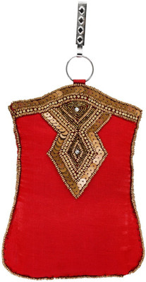 

Bagaholics Ethnic Saree Clutch Sequin and Bead work Mobile Pouch Waist Clip Ladies Purse Gift For Women Mobile Pouch(Red)