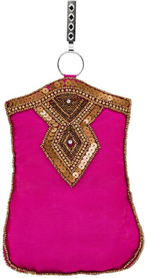 

Bagaholics Ethnic Saree Clutch Sequin and Bead work Mobile Pouch Waist Clip Ladies Purse Gift For Women Mobile Pouch(Pink)