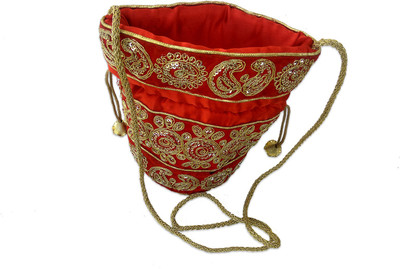 

PROGALLERY HANDMADE POUCH POTLI FOR ALL OCCASIONS Potli(Red)