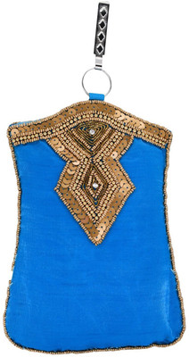 

Bagaholics Ethnic Saree Clutch Sequin and Bead work Mobile Pouch Waist Clip Ladies Purse Gift For Women Mobile Pouch(Blue)
