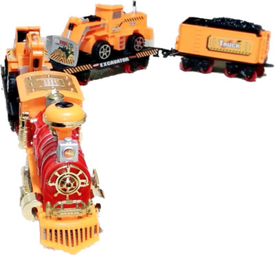 

ClueSteps Battery Operated Engineering Series Train Play Set Function: Sound, Light and Emit Smoke(Multicolor)