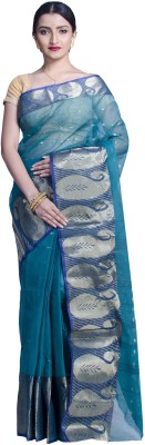 Akash Enterprise Self Design Handloom Handloom Pure Cotton Saree(Light Blue)