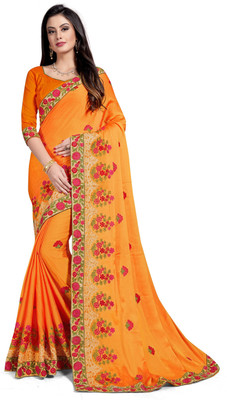 RekhaManiyar Fashions Embroidered Fashion Silk, Chiffon Saree(Beige) Flipkart