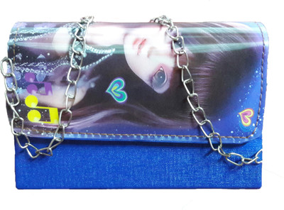 

Divu Collections Girls Casual Blue PU Sling Bag
