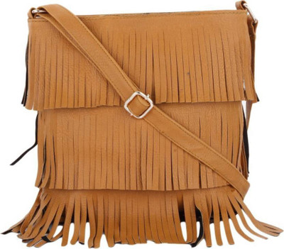 

Wrodss Girls Evening/Party Tan Leatherette, Cotton, PU Sling Bag