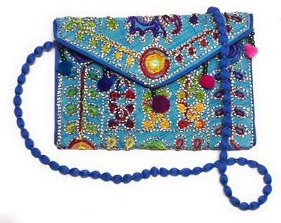 

Unique Fashion Women Blue Silk Sling Bag