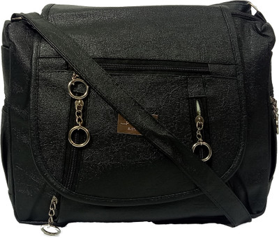 

gauravcollections Men & Women Black PU Sling Bag