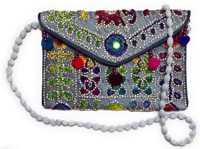 

Unique Fashion Women Grey Silk Sling Bag
