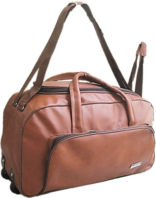

Muccasacra Stylish Durable and Spacious Brown Trolley Duffel Bag Length 23 Inches Small Travel Bag - Medium(Brown)