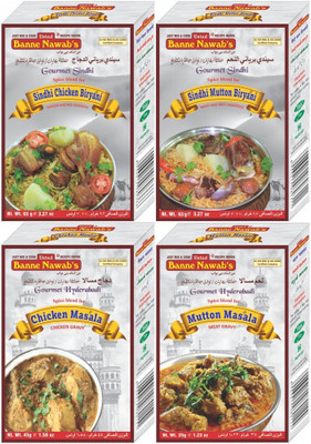Ustad Banne Nawab's SINDHI BIRYANI ( CHICKEN & MUTTON ) & CHICKEN & MUTTON MASALA -(4 x 66.5 g)
