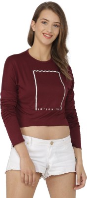 CAMPUS SUTRA Casual Full Sleeve Printed Women Maroon Top