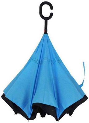 

Trendmakerz Double Layer Wind Proof C-Shaped Inverted Umbrella(Blue, Black)