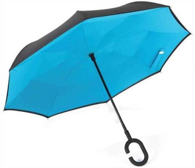 

German Chef C-Shape Double Layer Wind Proof Reverse Umbrella(Blue)