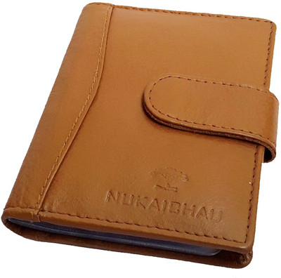 

NUKAICHAU Men Tan Genuine Leather Card Holder(30 Card Slots), 64 card 36 tan
