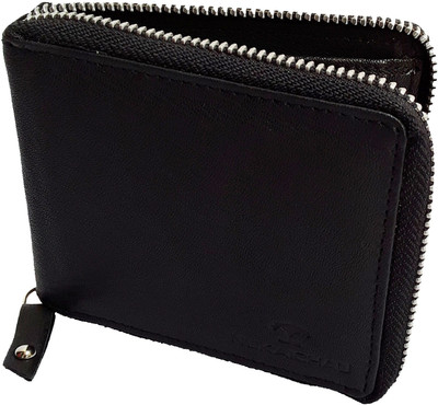 

NUKAICHAU Men Black Genuine Leather Wallet(8 Card Slots), 93 zip blk 8 coin