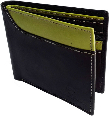 

NUKAICHAU Men Black Genuine Leather Wallet(4 Card Slots), 18 blk grn 4 coin zip