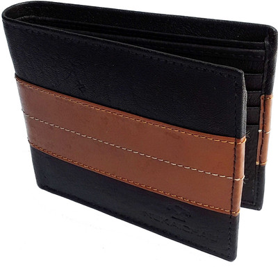 

NUKAICHAU Men Black Genuine Leather Wallet(8 Card Slots), 30 blk tan 8 card