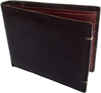 

NUKAICHAU Men Black Genuine Leather Wallet(8 Card Slots), 24 blk red 8 card