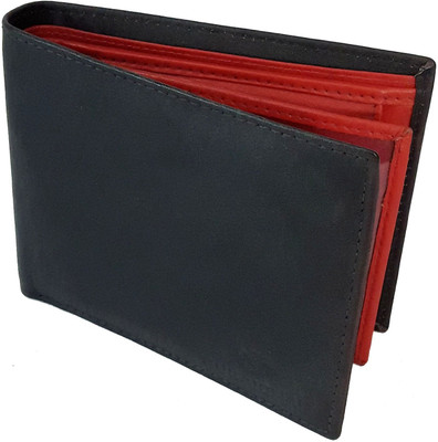 

NUKAICHAU Men Black Genuine Leather Wallet(7 Card Slots), 21 blk red 7 coin