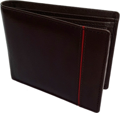 

NUKAICHAU Men Brown Genuine Leather Wallet(3 Card Slots), 56 brn red 3 coin