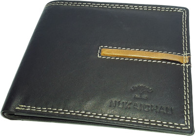 

NUKAICHAU Men Black Genuine Leather Wallet(4 Card Slots), 29 blk tan 4 coin zip