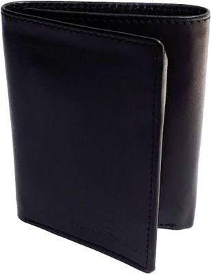 

NUKAICHAU Men Black Genuine Leather Wallet(5 Card Slots), 71 fld blk 5 coin zip b