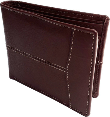 NUKAICHAU Men Brown Genuine Leather Wallet(5 Card Slots), 41 brn 5 card