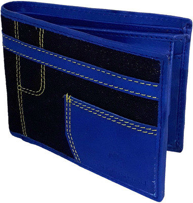 

NUKAICHAU Men Casual Blue Genuine Leather Wallet(3 Card Slots), 34 blu 3 coin