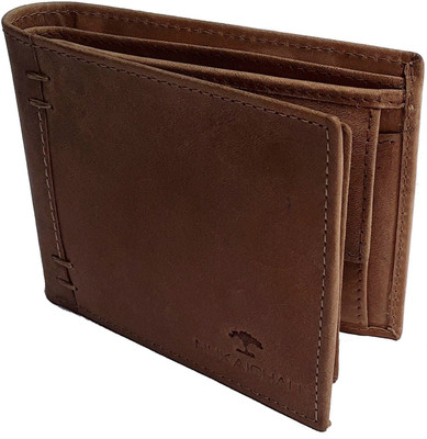 

NUKAICHAU Men Brown Genuine Leather Wallet(7 Card Slots), 79 hunt 7 coin