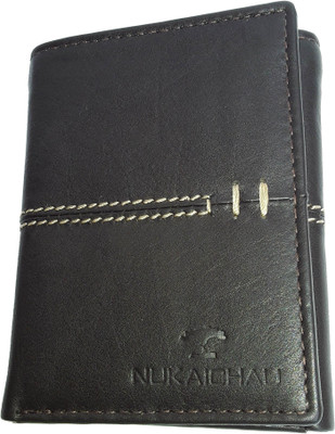 

NUKAICHAU Men Black Genuine Leather Wallet(7 Card Slots), 72 fld blk 7 card