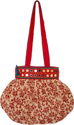 

Lambani Embroidery Red Designed handbag with paisley print and mirror border Sling Bag(Red, 5 inch)
