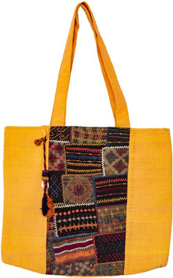 

Lambani Embroidery Yellow tote bag with Patchwork design Shoulder Bag(Yellow, 5 inch)
