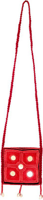 

Lambani Embroidery Red Sling bag with Hand work Sling Bag(Red, 5 inch)
