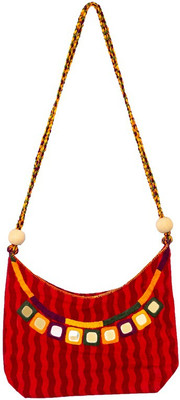 

Lambani Embroidery Red Cotton Sling Bag Sling Bag(Red, 5 inch)