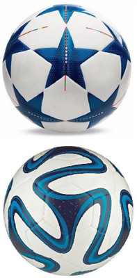 

M ART Brazuca Blue + Bluestar UEFA Football, Combo Football - Size: (Pack of 1, Multicolor