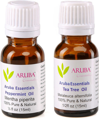

Aruba Essentials Peppermint Oil & Tea Tree Oil 100% Undiluted Combo of 15 ml each(30 ml)
