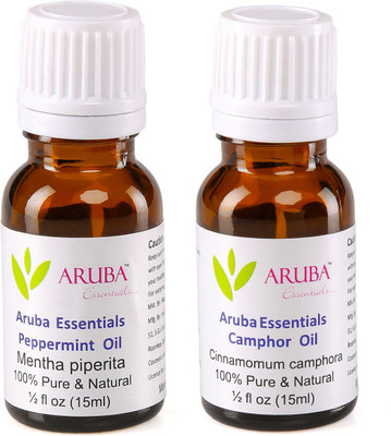 

Aruba Essentials Peppermint Oil & Camphor Oil 100% Undiluted Combo of 15 ml each(30 ml)