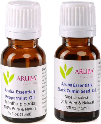 

Aruba Essentials Peppermint Oil & Black Cumin Seed Oil 100% Undiluted Combo of 15 ml each(30 ml)